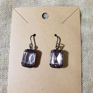 Smoky Quartz Color Rectangle Jewel Dangle Earrings